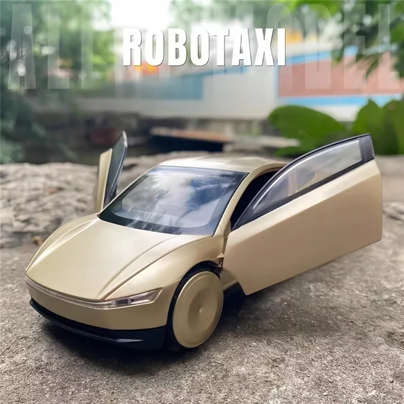1:32 CyberCab Robotaxi Legering Driverless Taxi Auto Model Diecast Metalen Speelgoed Nieuwe Energie Voertuigen Auto Model Geluid en Licht Kids Gift