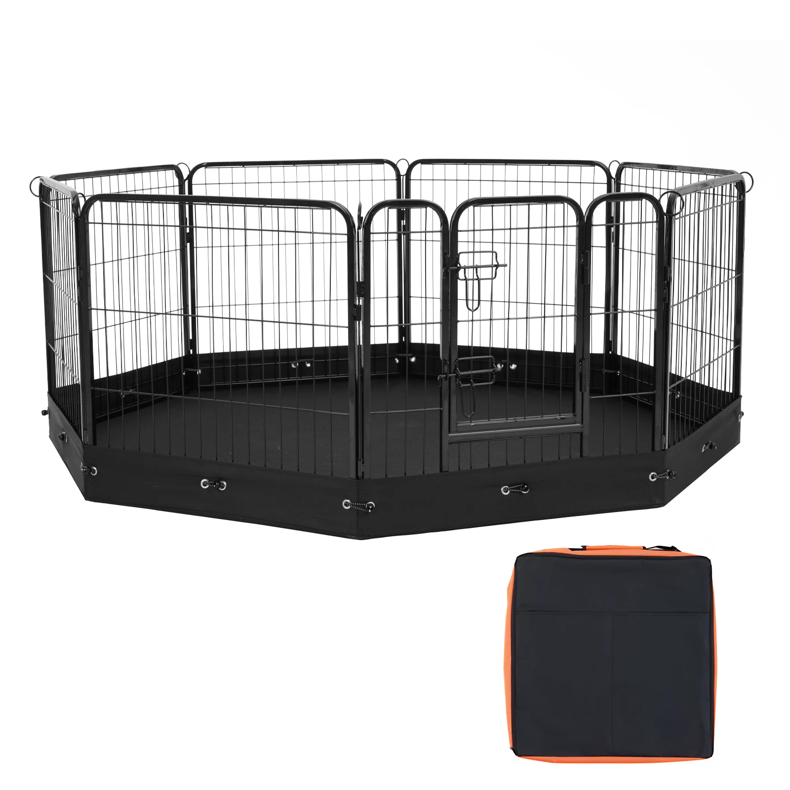 

SucceBuy Dog Playpen 8 Pcs 24x24in Panels Foldable Metal Pet Exercise Pen Dog Fence Indoor Outdoor Pen with Door for Dogs, Cats