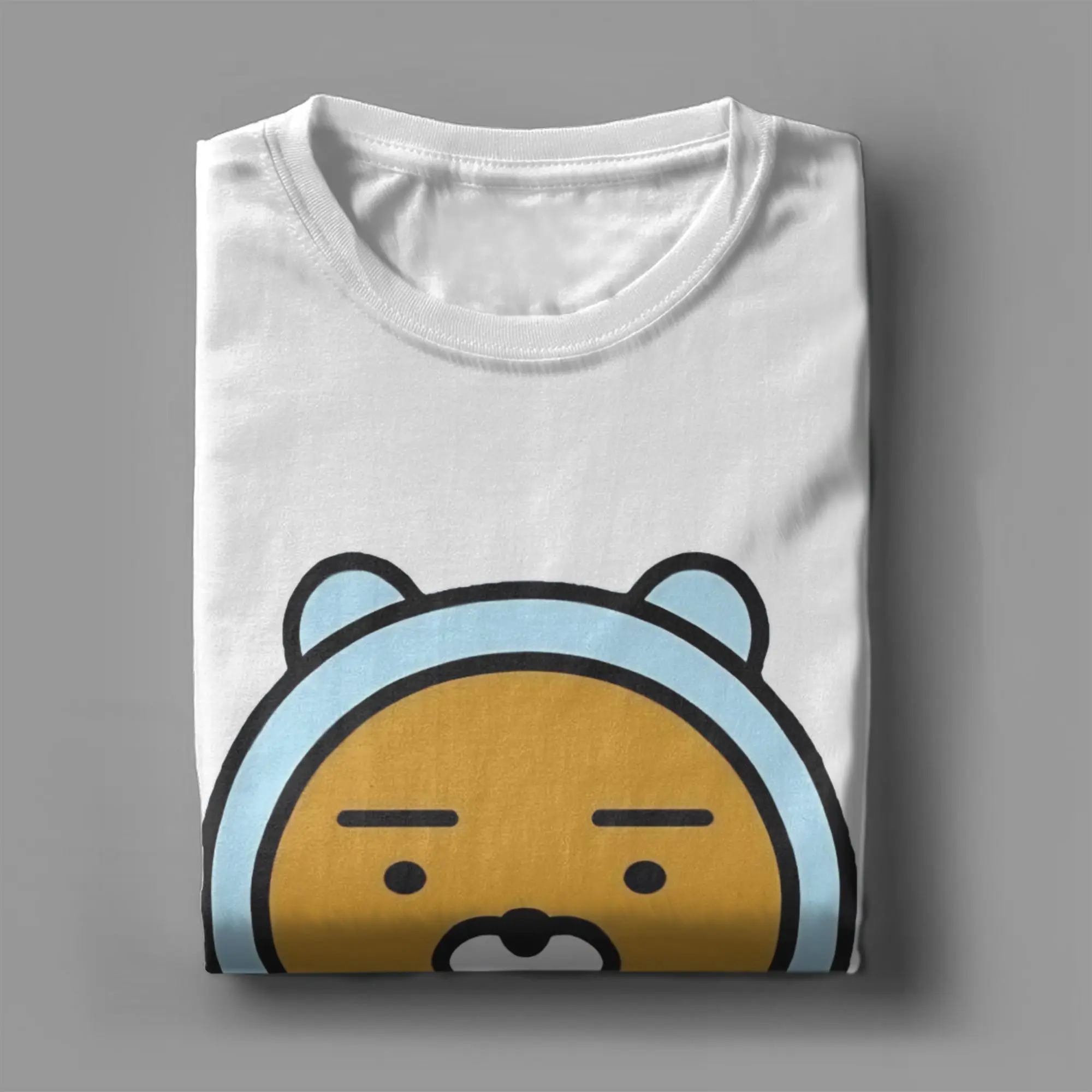 عارضة Kakao Friends ريان تي شيرت الرجال جولة الرقبة القطن تي شيرت قصير الأكمام تيز زائد حجم قمم