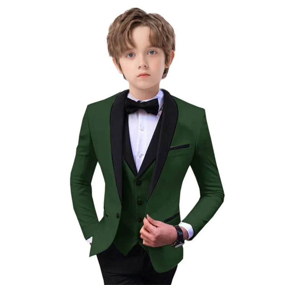 Children Slim Fit Red White Jacket Vest Pants Bowtie Photograph Suit Kids Piano Host Performance Dress Boy's Suit For Wedding