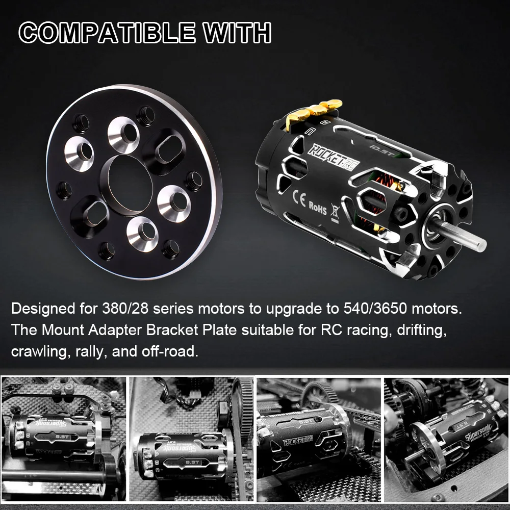 

9IMOD Motor Adapter Metal Motor Mount Holder For 380/28 Series Motors to Upgrade to 540/3650 Motors 1/10 RC Car Accessories