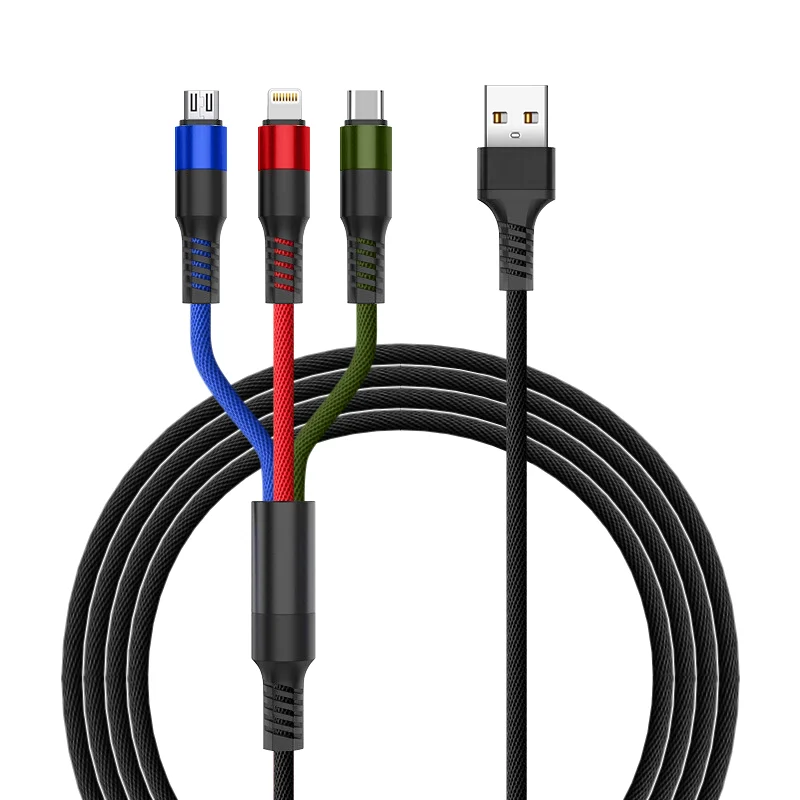 

1.2M 3-In-1 USB Cable Type C Usb Micro For iphone Samsung Huawei Xiaomi Multi Port Multiple Charging Wire