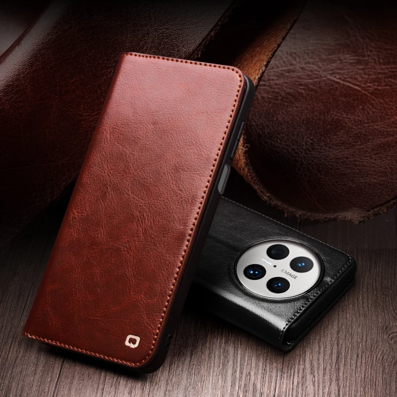 

Qialino Genuine Leather Phone Case For Huawei Pura70 Puar 70 Pro + Plus Business Style Fashion Luxury With Card Slots Cover