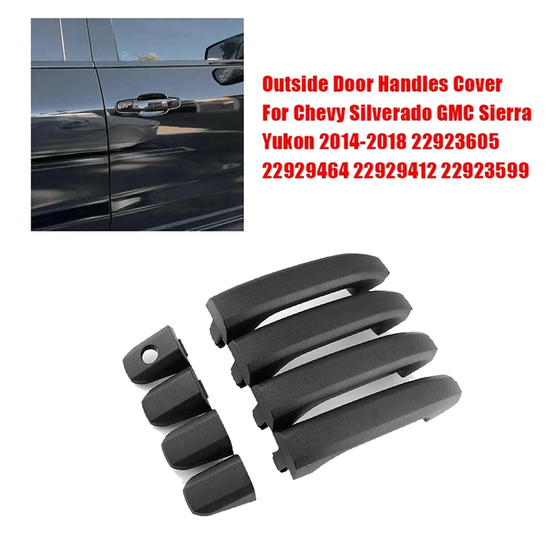 4Pcs Exterior Outside Door Handles Pull Cover 22923605 22929412 for Chevy Silverado GMC Sierra Yukon 2014-2018 22929464