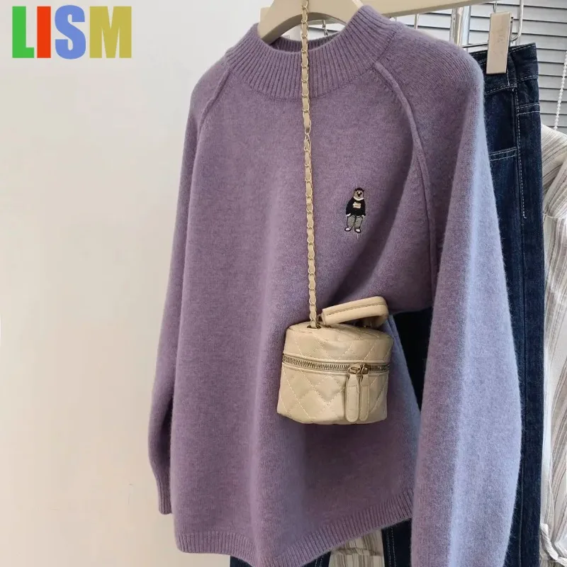 

LISM Sweater Knitted Sweater women's winter clothes y2k hoodies sweatshirt 2025 Inner Top Versatile Pullover for Women