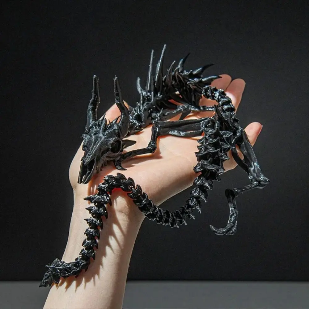 3D Printed Dragon Skeleton Model Joint Skull Dragon Creative Gifts Ornaments Collectible Figurine Full Body Movable Animal Model