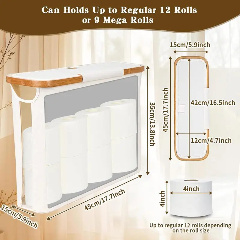 Covered Toilet Paper Storage Basket - Ultimate Bathroom Organizer, Freestanding Toilet Paper Holder, Can Accommodate up to 9 Big