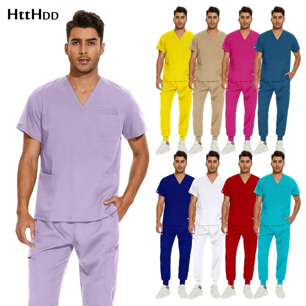 Hot Selling Medische Verpleging Scrub Sets Unisex Arts Verpleegkundige Uniform Scrub Top Jogger Set Vrouwen Mannen Laboratorium Veterinaire Werkkleding