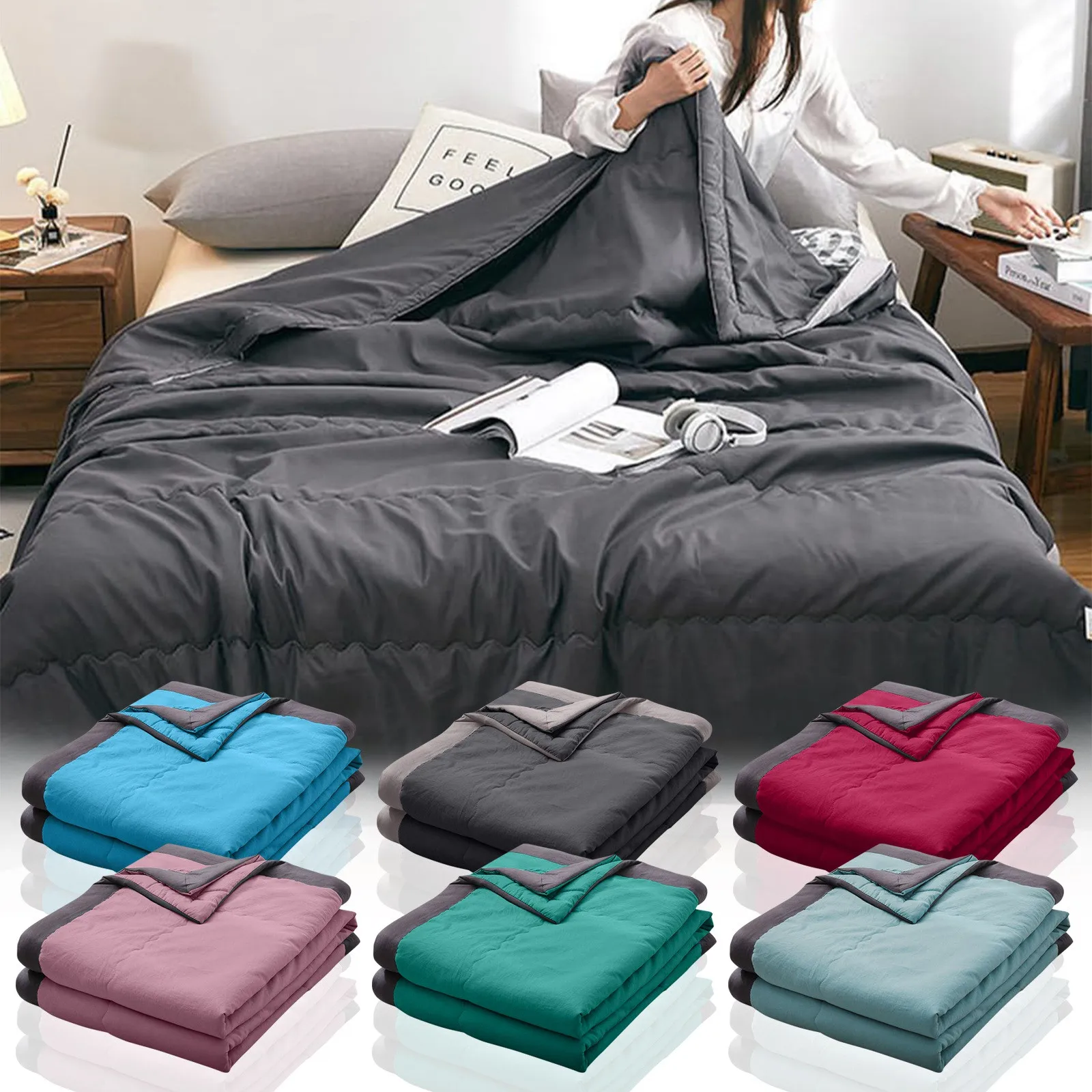 New Double Sided Cooling Summer Quilt Cold Effect Breathable Conditioning Quilt Spring Summer Solid Color Cooler Quilt