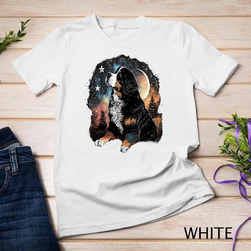 

Бернский зенненхунд, собака, йога, звезды, луна, дзен, галактика, природа, футболка унисекс