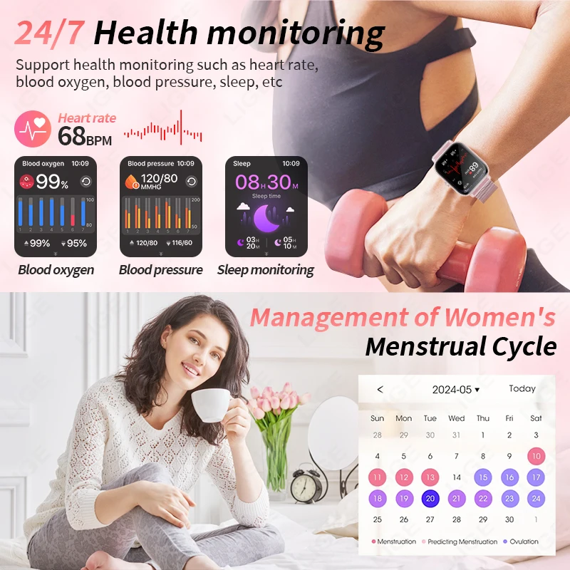 LIGE новые умные часы с динамическим циферблатом для мужчин и женщин, 1,83 дюйма, HD-экран, монитор сердечного ритма, спортивные водонепроницаемые умные часы с Bluetooth и вызовами