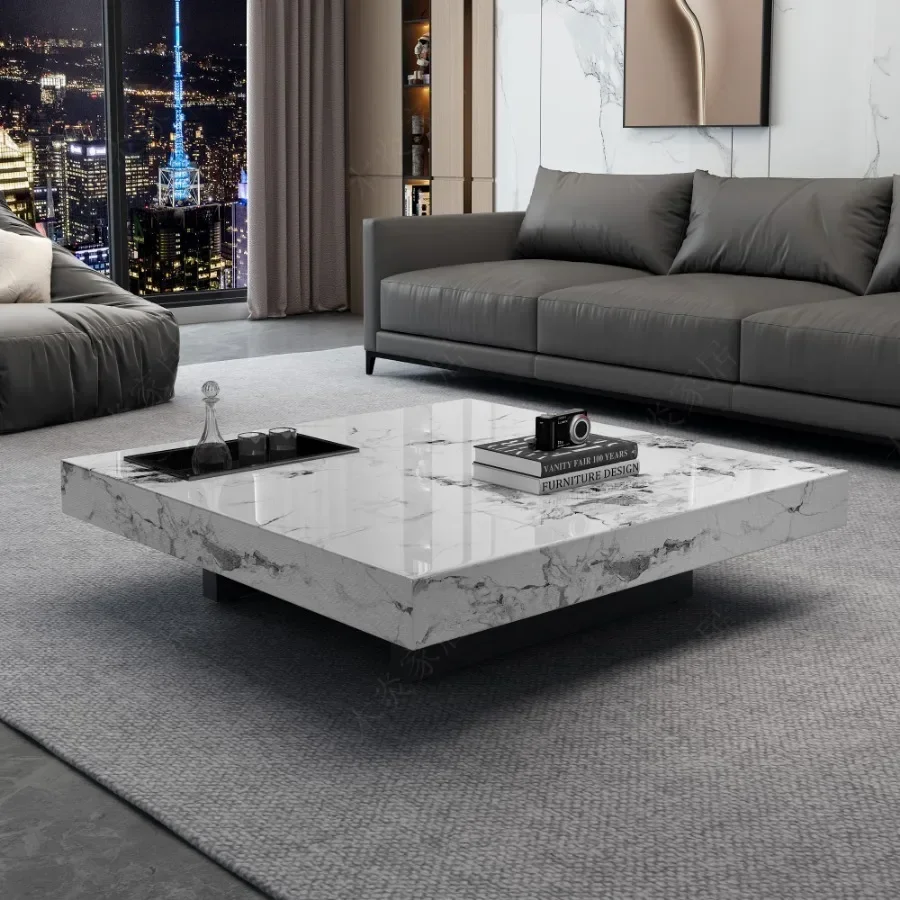 Marble Top Coffee Table Living Room Luxury Stone Rectangular Coffee Table Modern Topper Italian Table Basse Home FurnitureXS