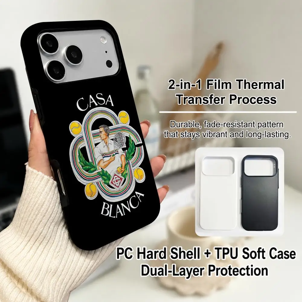 Phone Case Film material 2-in-1 Shell FOR IPhone 17 16 15 14 12 17Air 16e 13 Pro MAX 16Plus Hot Casablanca Cover view 3