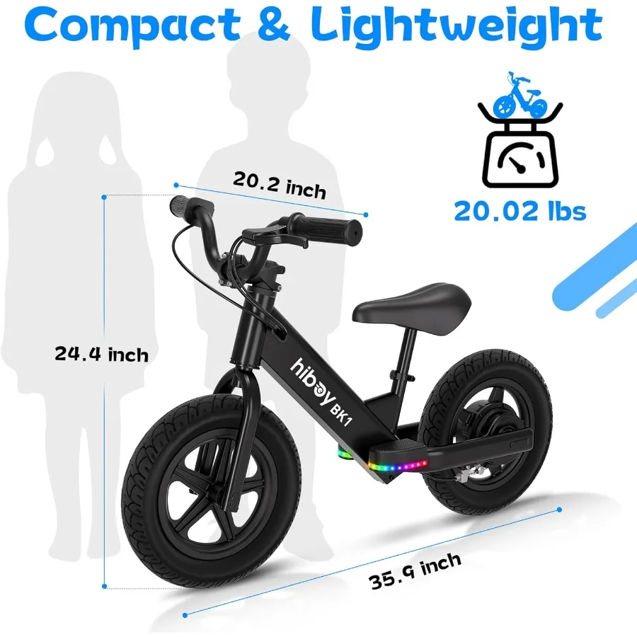 Bici elettrica per pneumatici da 12 pollici Sedile regolabile da 5,6/9 mph Fino a 4,9 miglia Bici elettrica dai 3 ai 5 anni