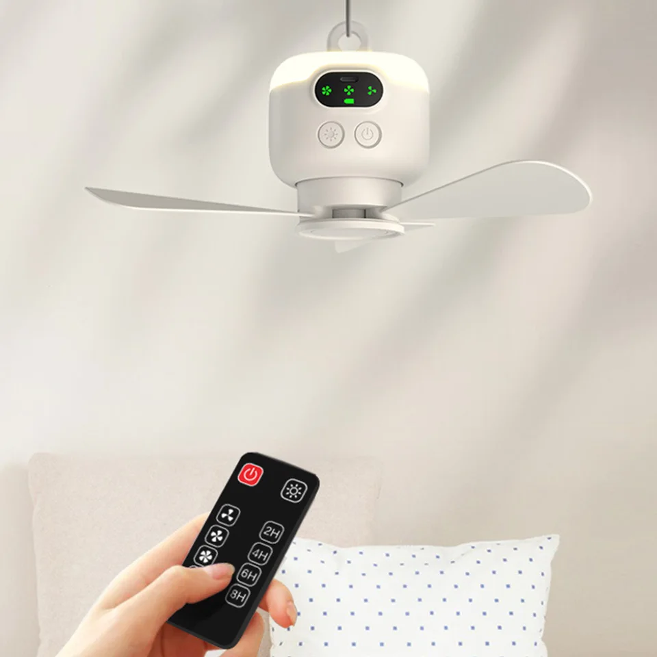 Portable Wireless Ceiling Fan Light for Camping