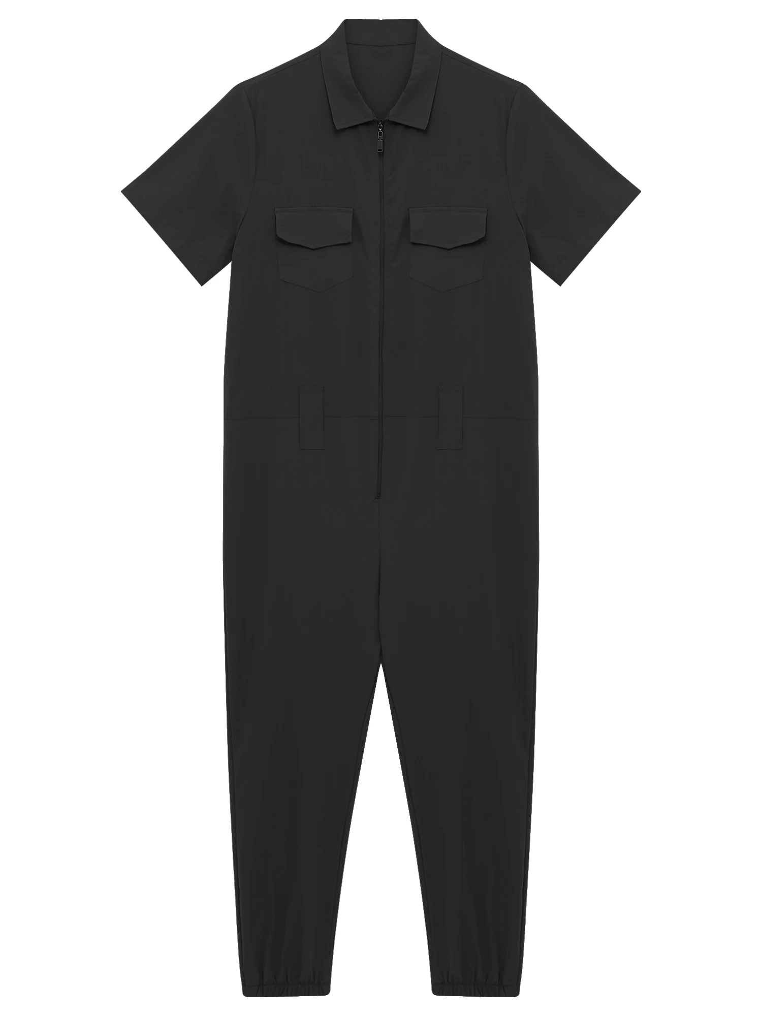 Macacão de trabalho masculino de manga curta com zíper frontal resistente macacão mecânico macacão de fábrica macacão de trabalho