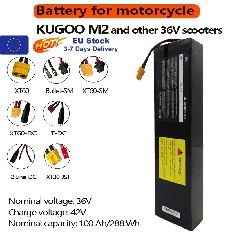 Batterie lithium-ion rechargeable 36V 10S3P 100000mAh 18650 2000W BMS intégré adapté aux scooters électriques KUGOO S1, S2, S3
