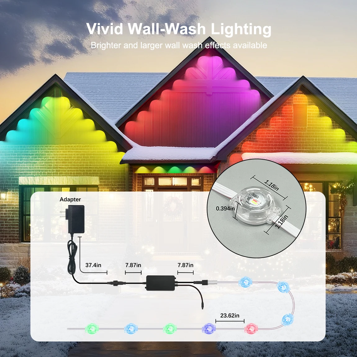 60 متر 100LED ضوء خارجي دائم هالوين الطنف ضوء مع التحكم عن بعد APP أليكسا جوجل مساعد لعيد الميلاد ديكور المنزل #5