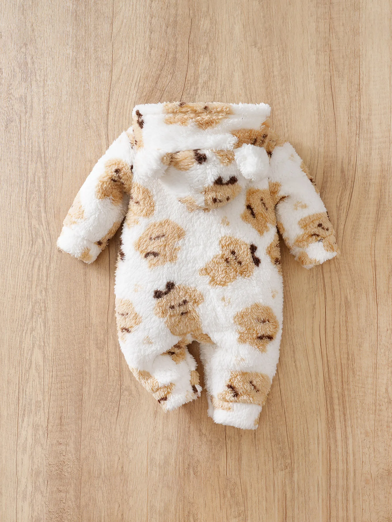 Autumn and winter baby cute plush dog coral velvet long sleeve onesie fashion warm