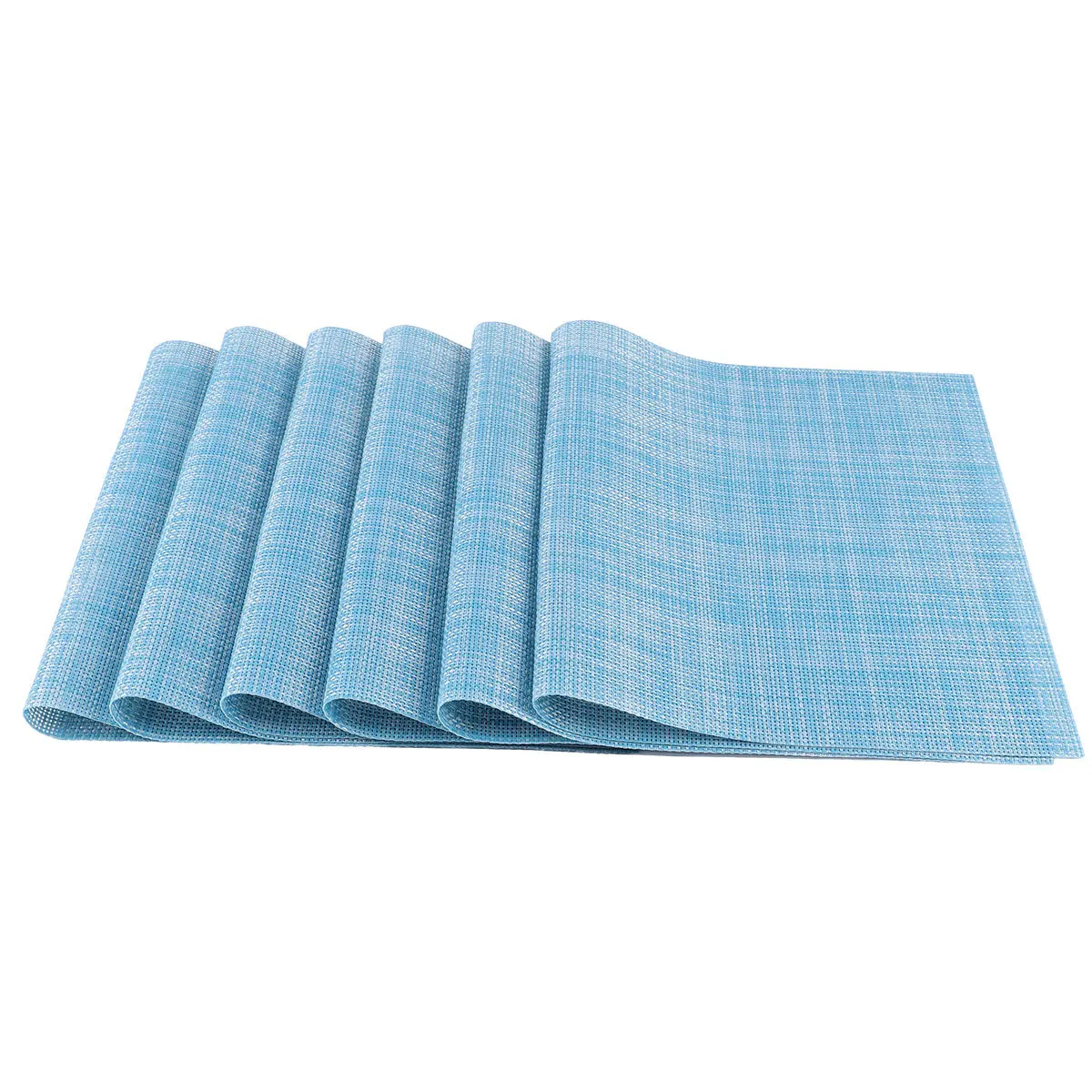 

6pcs Pvc Heat Insulated Table Mat 30X45Cm Sky-Blue Rectangle Non-Slip For Home Hotel Restaurant Use Placemat Tableware
