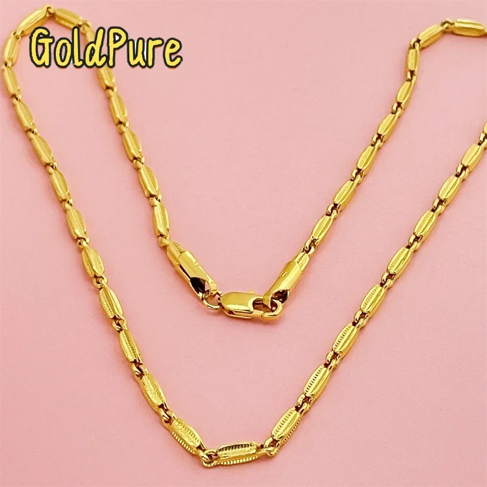 

Goldpure Luxury 24K 9999 Pure Gold real gold Men's Wheat Ear Necklace