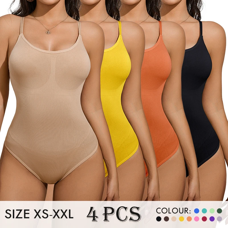 

Solid Bodysuits for Women Multiple Colors Shapewear Tummy Control Sculpting Body Shaper Thong Adjustable Straps