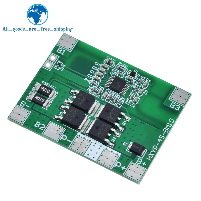4s 12.8V 14.4V 16.8V Lifepo4 리튬 이온 리포 리튬 배터리 보호 보드, 18650 BMS 14A 제한 20A PCB 4 셀 팩 PCM 3.2V 3.7V