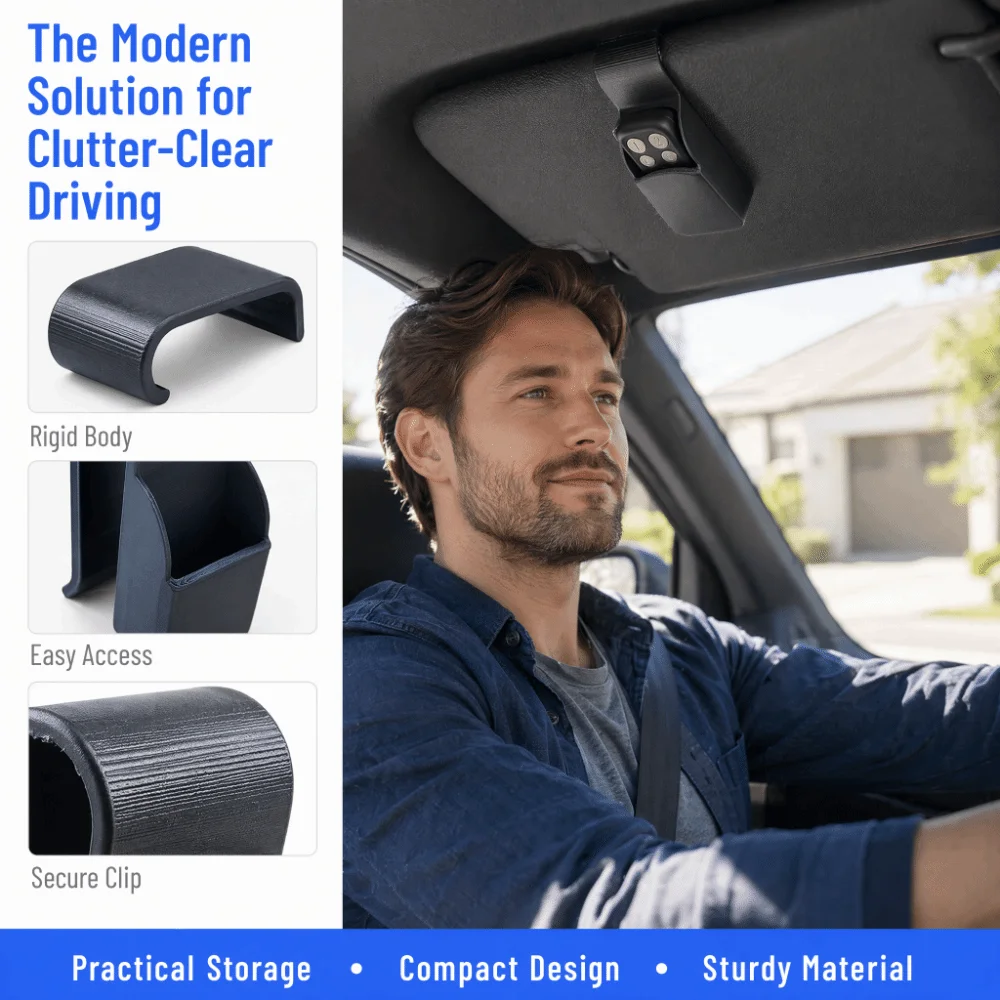 Clip On Garage Door Remote Holder Anti-lost Plastic Car Visor Remote Clip Compact Textured Visor Organizer Keychain Remote