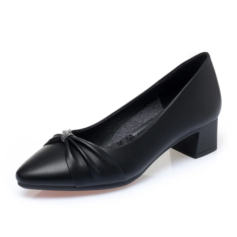 Women Causal Pumps Pointed Toe Office Spring Autumn Shoes Butterfly  Shoes Black Comfortable Slip on Soft Leather Shoes