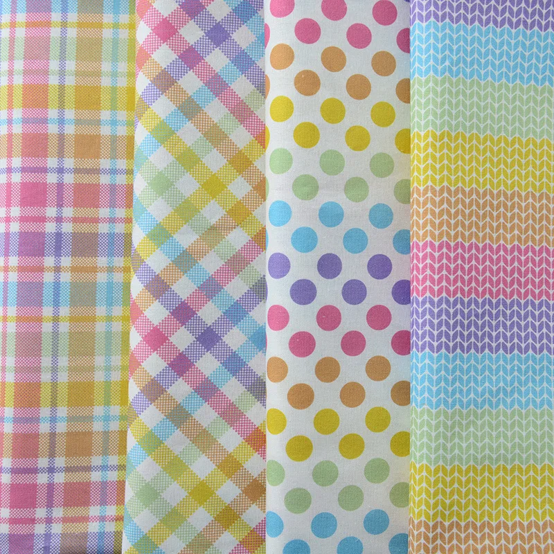 

Pure Cotton Rainbow Geometric Pattern Fabric DIY Children's Wear Cloth Make Bedding Quilt Fabric for Girl Dress