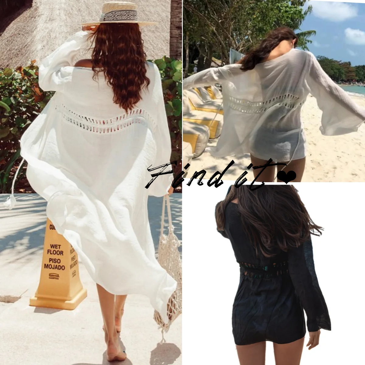 

Sun Protection Hollow out Beach Vacation Skirt Cardigan Women's Swimming Suit Outerwear Bikini Cover up Casual Loose Fit