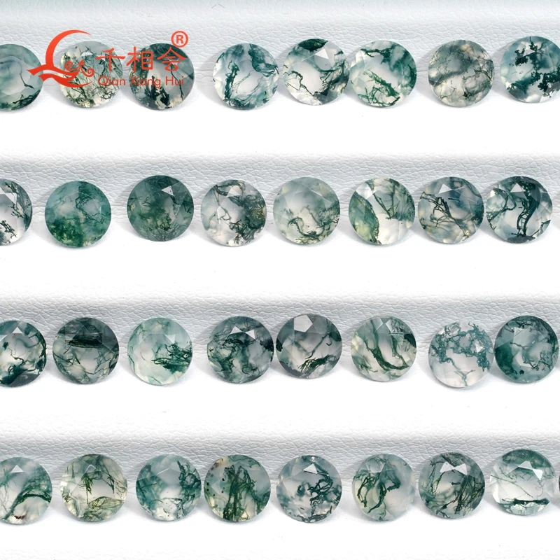 Natural Green Moss Agate Round Shape Natural Cut Gemstone Loose High Quality Ocean Grass Agate for Jewelry Making