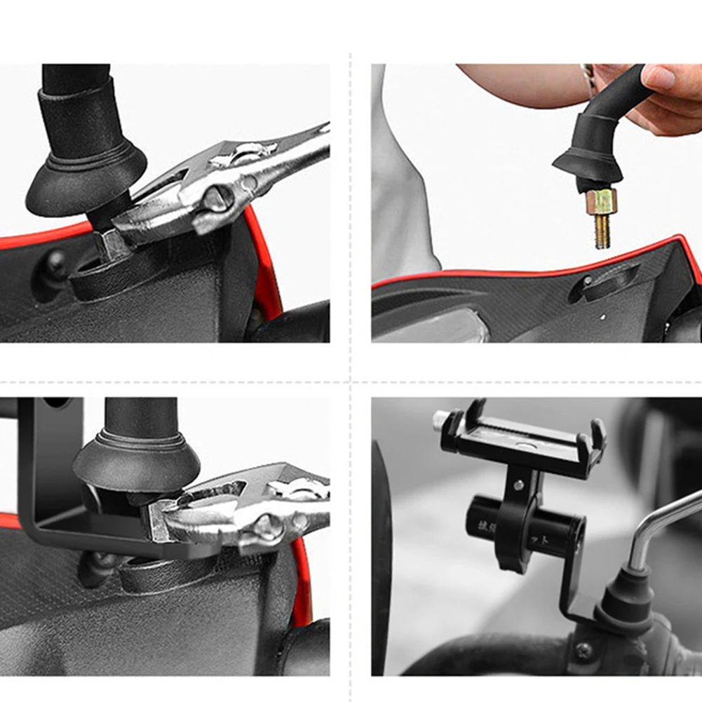 Aluminum Alloy Motorcycle Bicycle Phone Holder Handlebar Stand Bike Phone Stand Rearview Mirror Mount Extender Bracket Clamp