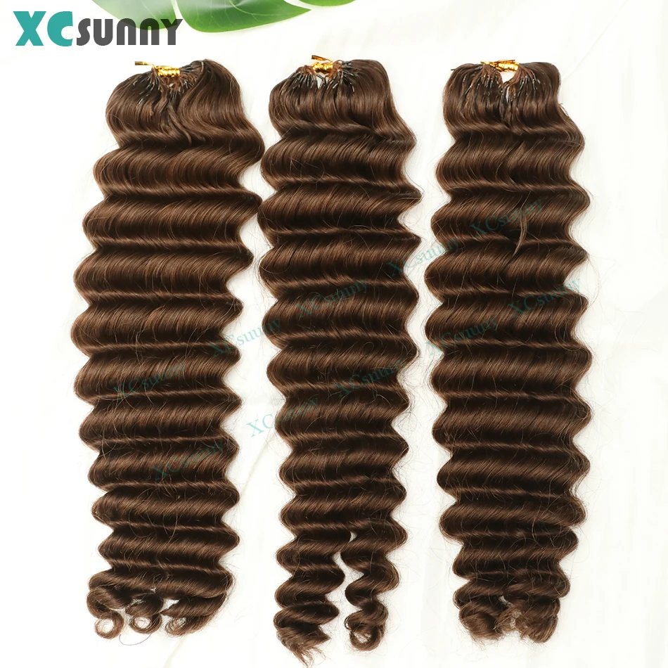 ريشة الكروشيه شعر مستعار بشري موجة عميقة اللون 4 قبل فصل Knotless الكروشيه نمط الشعر لضفائر بوهو
