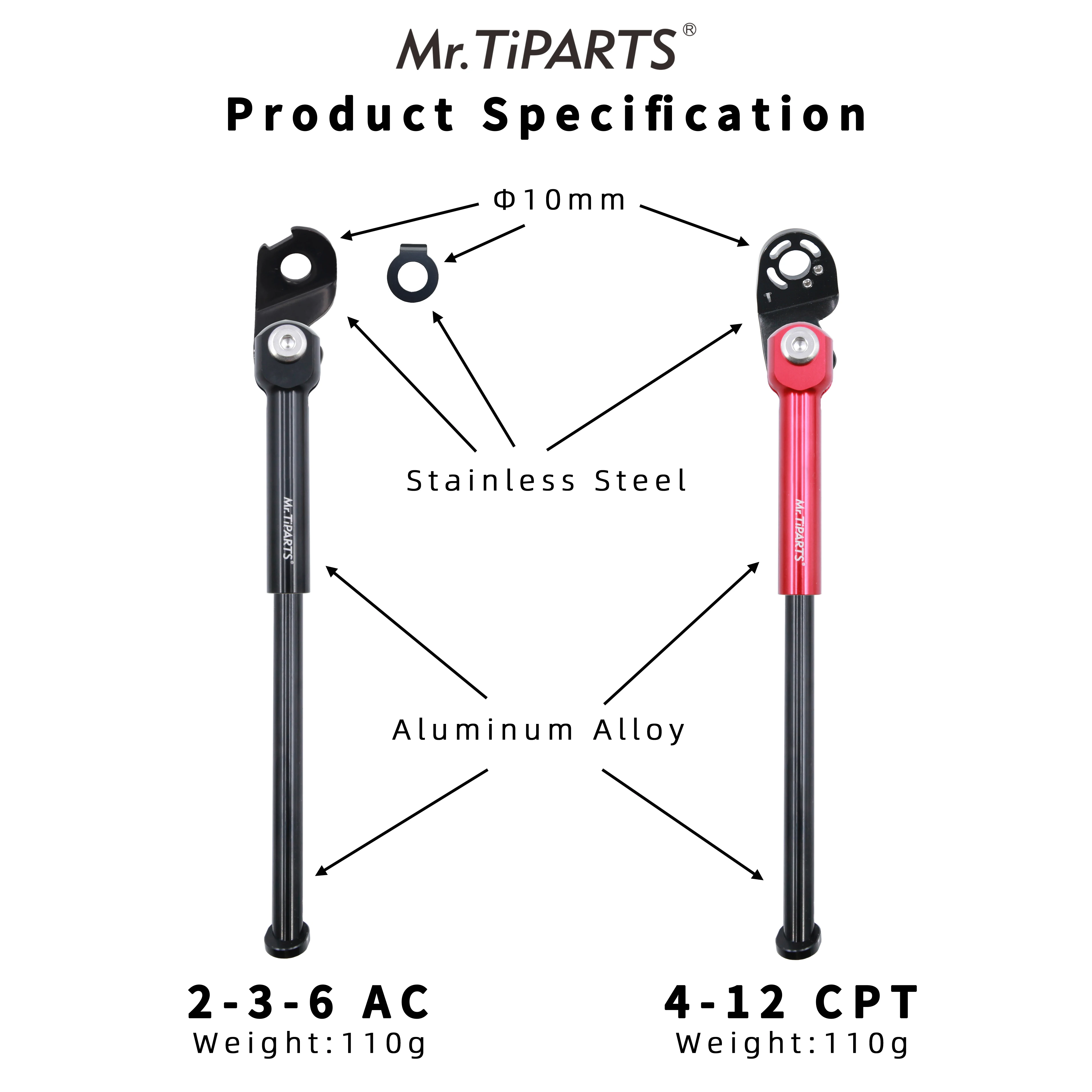 Mr.Tiparts Aluminum Alloy 16 Inch Kickstand for Brompton Bike C Line A Line