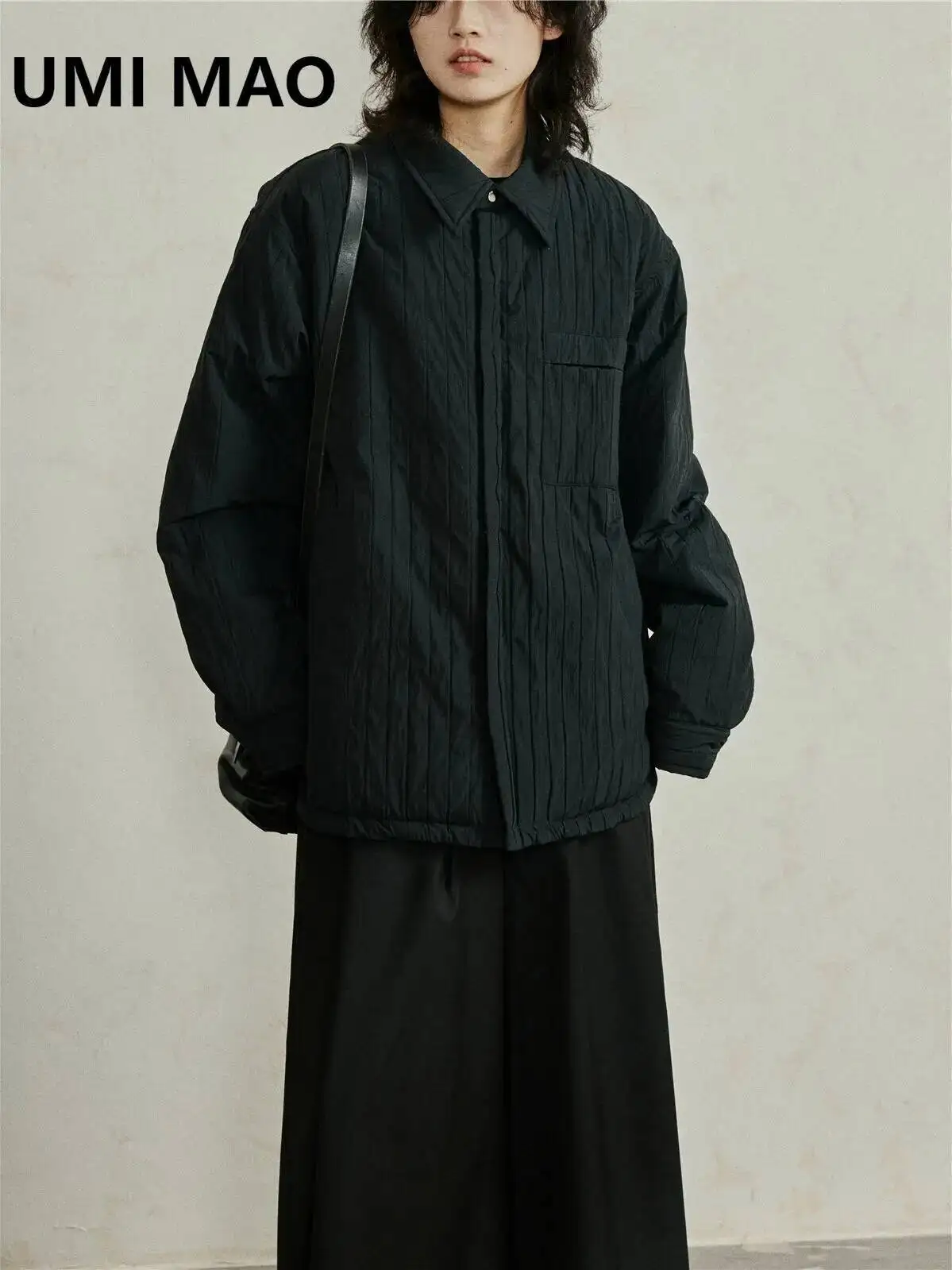 UMI MAO Shirt Cotton Jacket Niche Design Yamamoto Dark Coat Pleated Thickened Jacket Loose Cotton Clip Shirt Femme Men