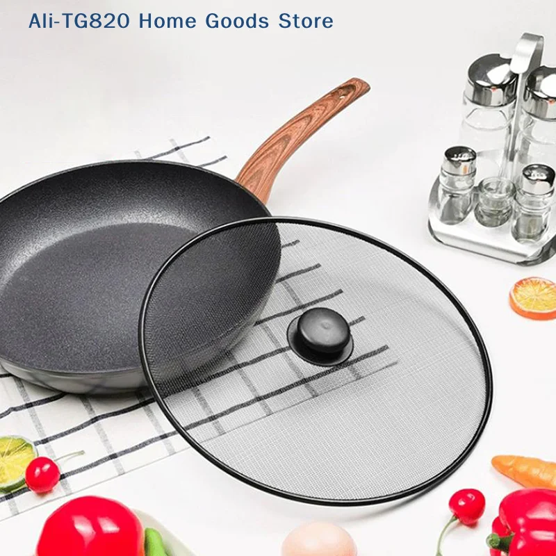 [TG820]Black Splatter Screen Anti Grease Frying Pan Oil Splash Guard Lid Fine Mesh Splash Guard Cover Lid Kitchen Tools