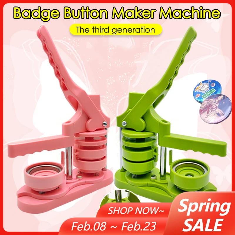 

The Third-Generation NEW Upgrade 58mm Badge Button Maker Machine DIY Making Kit with 100Set Making Materials + 1xCircular Cutter
