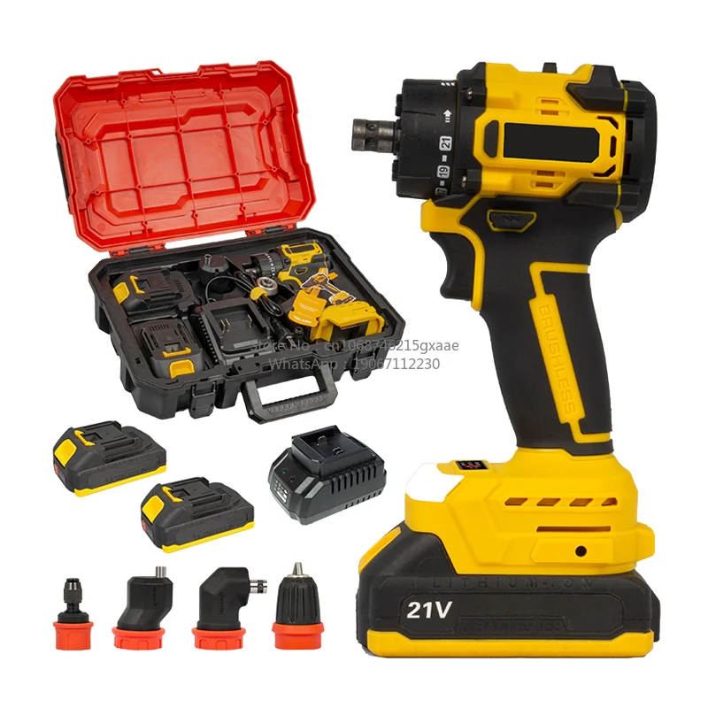 N in 1 Cordless Impact Tool Drill and 4 Inch Chainsaw Power Tool Combo Set with Batteries for Gardening