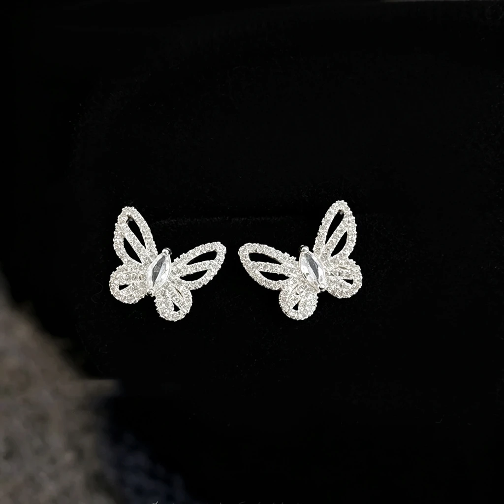 Micro Pave Cubic Zirconia Marquise Crystal Open Wing Butterfly Earrings Elegant Wedding Party Jewelry Gift For Women
