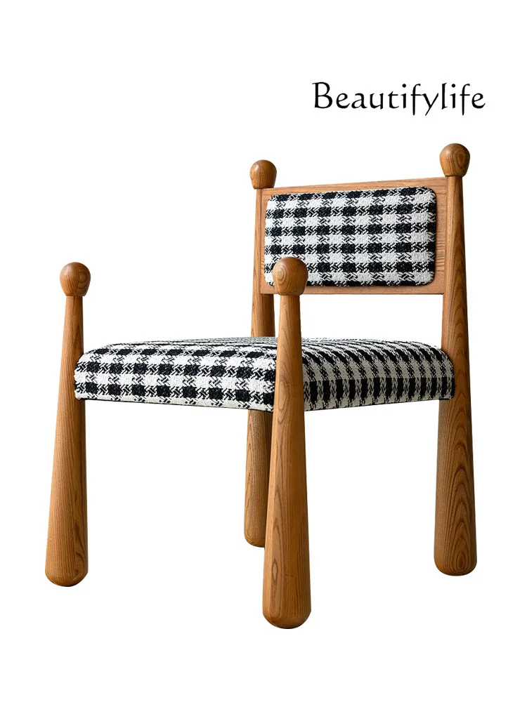 

Cream Style Dining Chair Designer Middle-Ancient Solid Wood Chair Light Luxury High-Grade Sense Master Chair