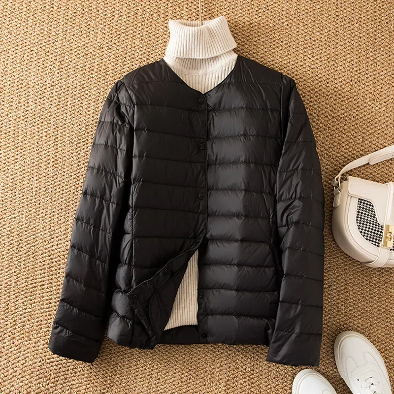 2023 New Arrivals Autumn Winter Warm Women White Duck Down Slim Jackets Female Fashion Ultra Lightweight Packable Puffer Coats