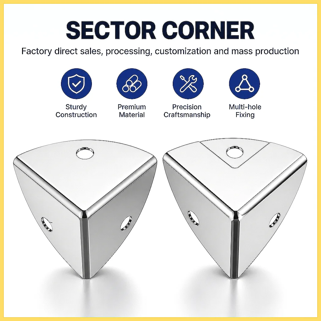 90-Degree Right Angle Fixed Corner Bracket Triangular Corner Code for Wooden Box Furniture, Heavy Duty Metal Corner Connector