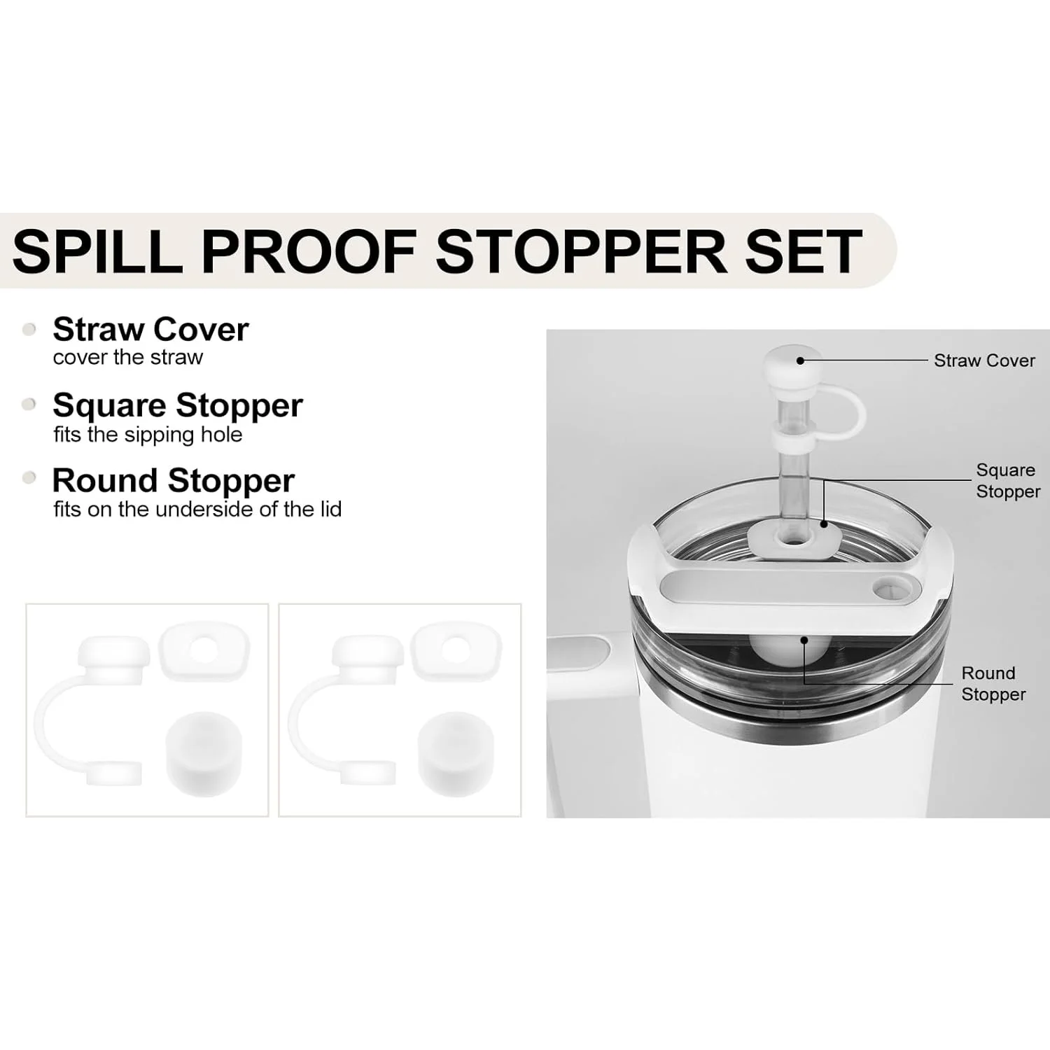 6/12Pcs Accessories for Stanley Cup 1.0 2.0 40oz/ 30oz Tumbler Silicone Spill Proof Stopper Set Straw Cap Leak Stopper - view 4