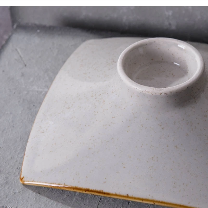 Japanese-style Ceramic High-end Four-square Steak Sushi Dessert Dumpling Kitchen Tableware