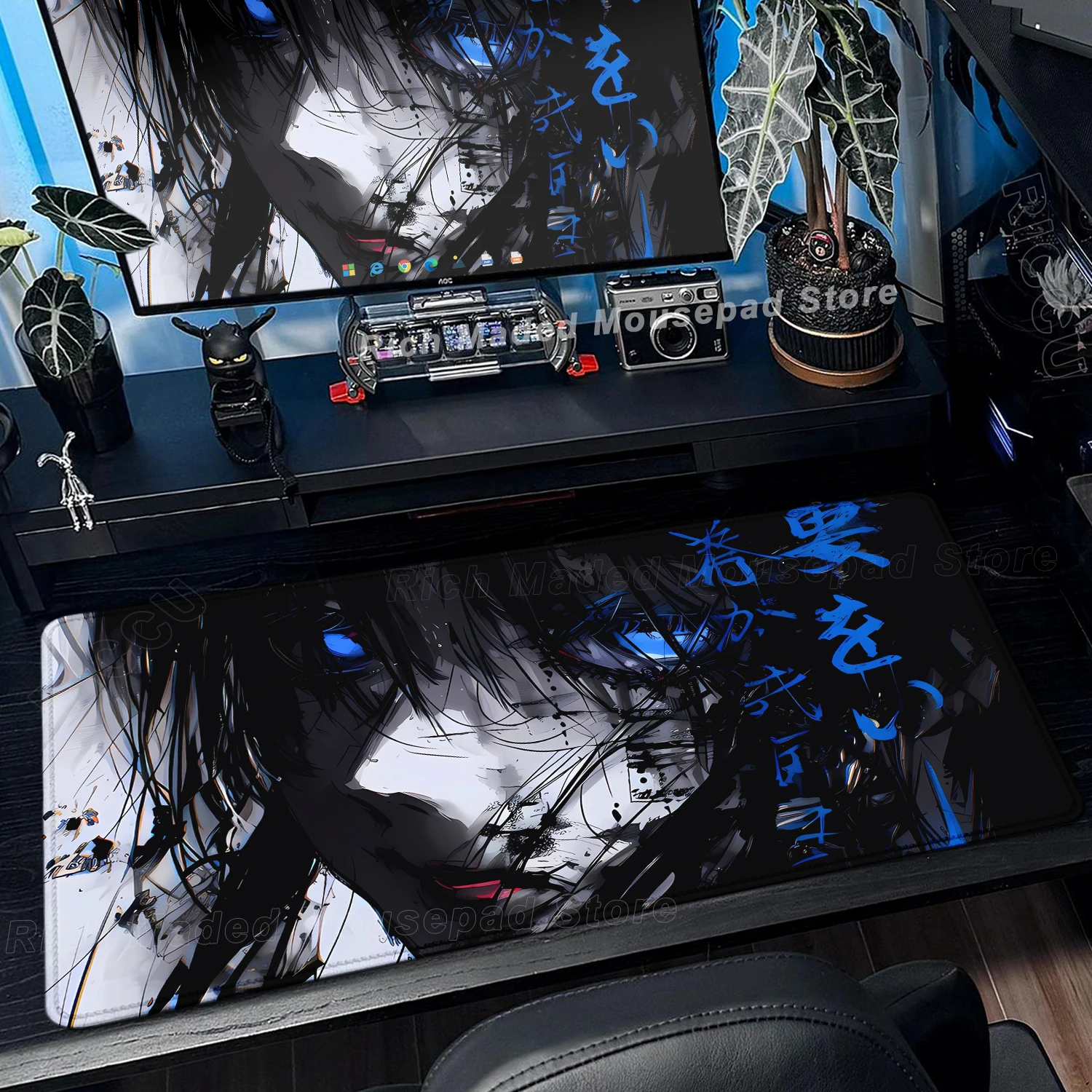 

Text Art Anime Girls Mousepad PC Gaming Desk Mat Aesthetic Gamer Large Mausepad Extended Laptop Accessories XL Keyboard Tablepad