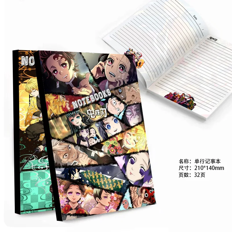 32PCS Tanjirou Nezuko Zenitsu Inosuke Giyuu Shinobu Kyoujurou Popular Game Two-dimensional Peripheral Student Gift Notebook