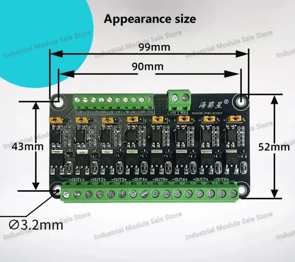 5V 3.3V 8 Way MOSFET Module Microcontroller PLC Amplification Field-effect Drive Tube Optocoupler Isolation PWM