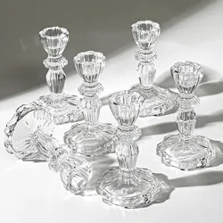 Novelty Glass Candle Holder Nordic Decor Candlestick Romantic Candle Stand Desk Accessories Wedding Centerpieces Ornament Gifts
