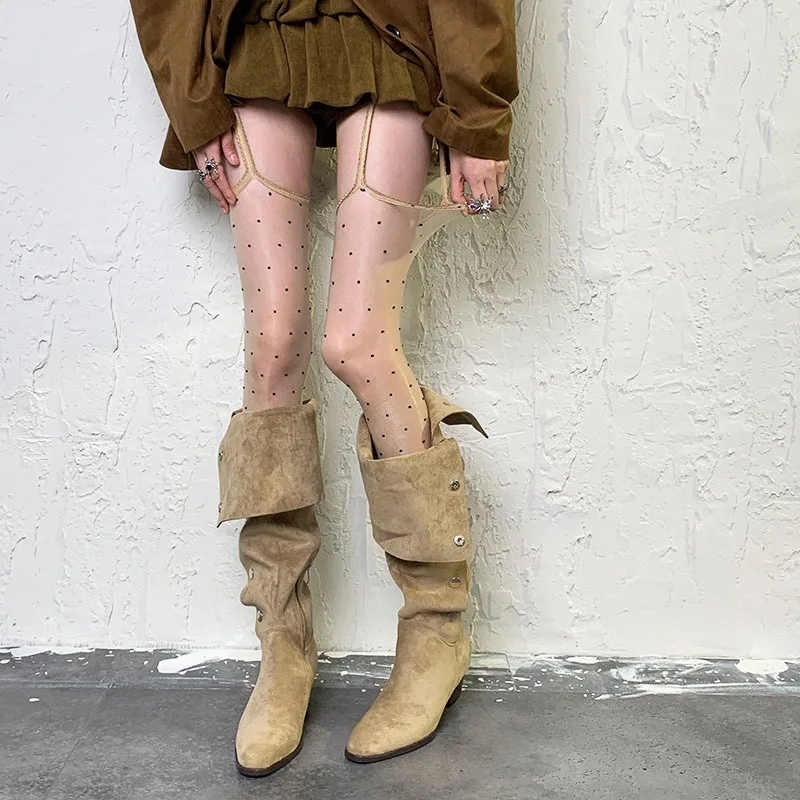 

New Glossy Oil Thigh High Garter Stockings Sexy Y2K Fashion Control Top Polka Dots Tights for Women Suspender Pantyhose Hosiery
